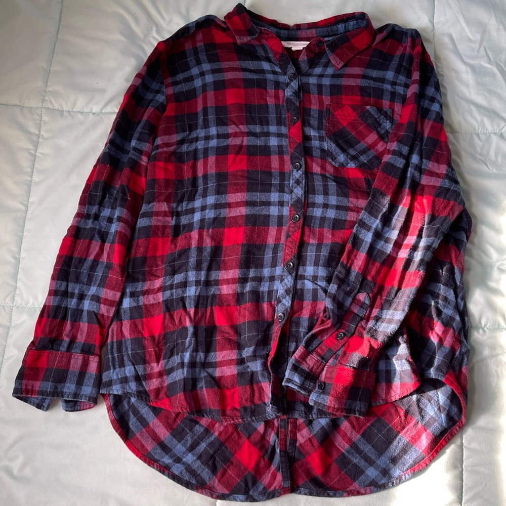 BeachLunchLounge Plaid button up (red, blue, navy)